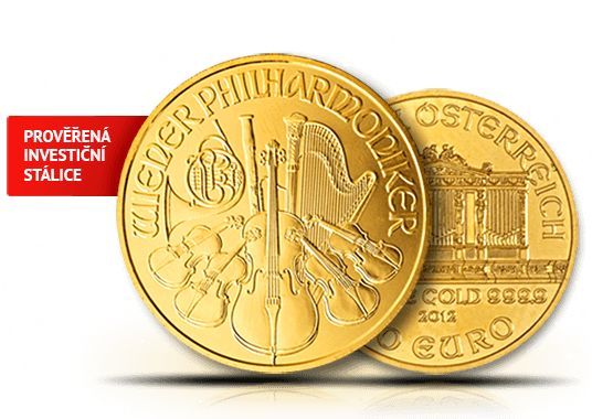 Zlatá investiční mince Philharmoniker 1/10 Oz