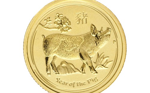 Zlatá investiční mince Australský lunární rok 2019 Vepř 3,1 gramu – zadní strana
