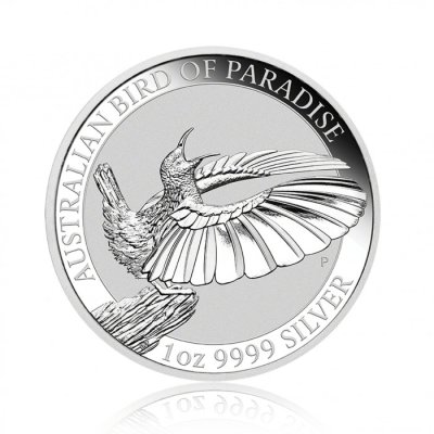 Stříbrná investiční mince Australian Bird of Paradise Viktoria 31,1 gramu 2018 – první strana