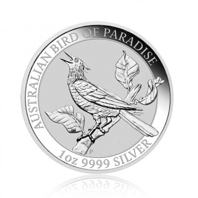 Stříbrná investiční mince Australian Bird of Paradise 2019 Manucodia 31,1 g - první strana