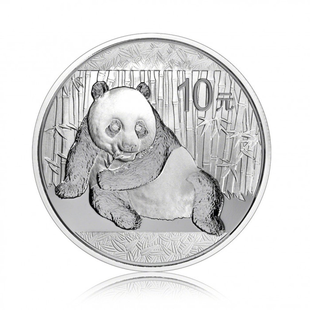 Stříbrná investiční mince Panda 31, g – první strana