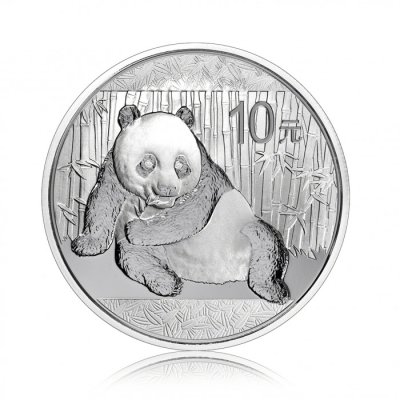 Stříbrná investiční mince Panda 31, g – první strana