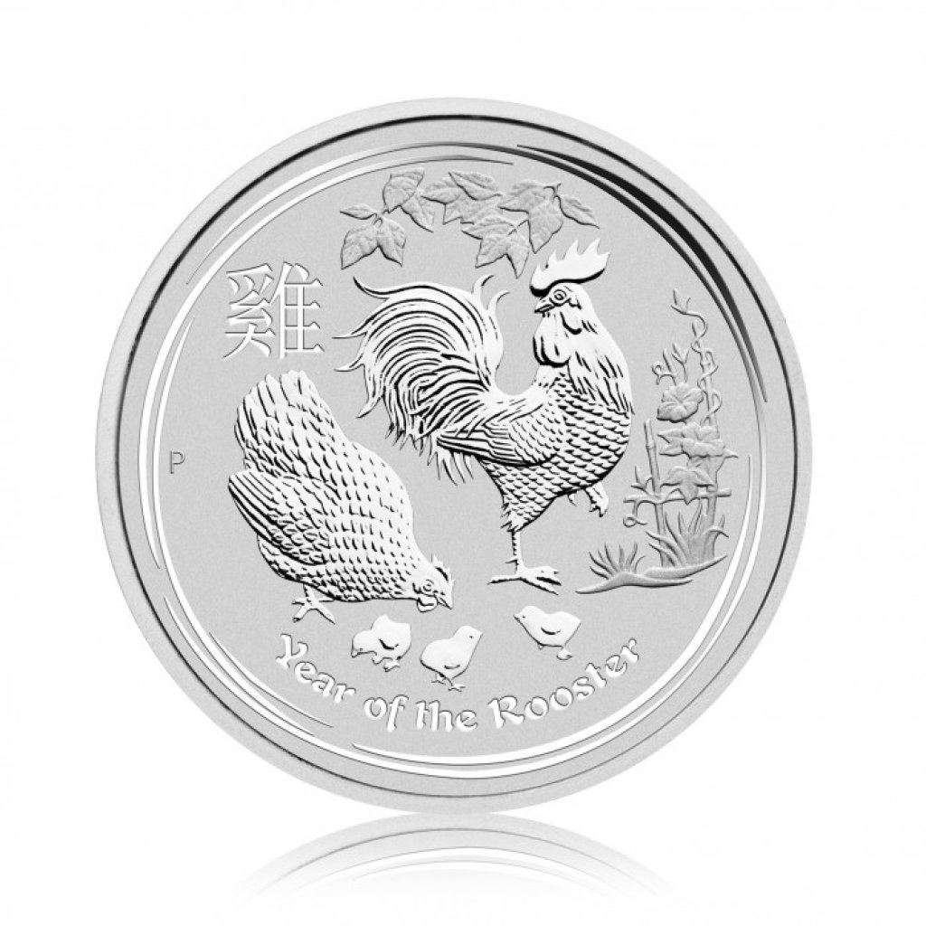 Stříbrná investiční mince Australská Lunární Série II. 2017 Kohout 31,1 g – první strana