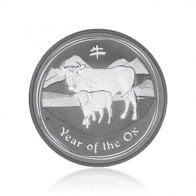 Stříbrná investiční mince Australská Lunární Série II. 2009 Buvol 31,1 g (1 Oz) – první strana
