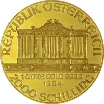 Zlatá investiční mince Wiener Philharmoniker ATS Prägung 31,1 g - druhá strana