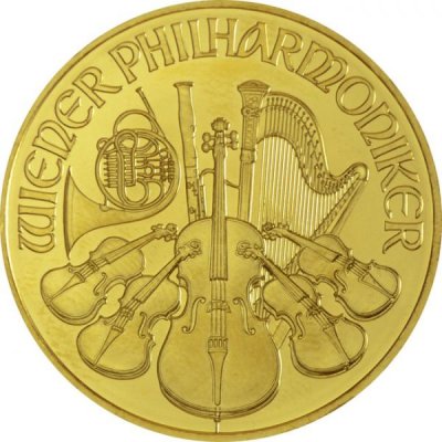 Zlatá investiční mince Wiener Philharmoniker různé ročníky 31,1 g - první strana