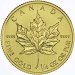 Zlatá investiční mince Maple Leaf 1/4 Oz - první strana