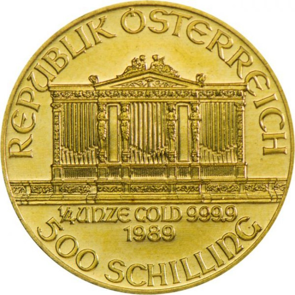 Zlatá investiční mince Wiener Philharmoniker ATS 7,78 g - druhá strana