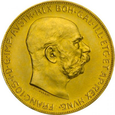 Zlatá investiční mince 100 Korun Rakousko 1915 novoražba 30,48 g - druhá strana