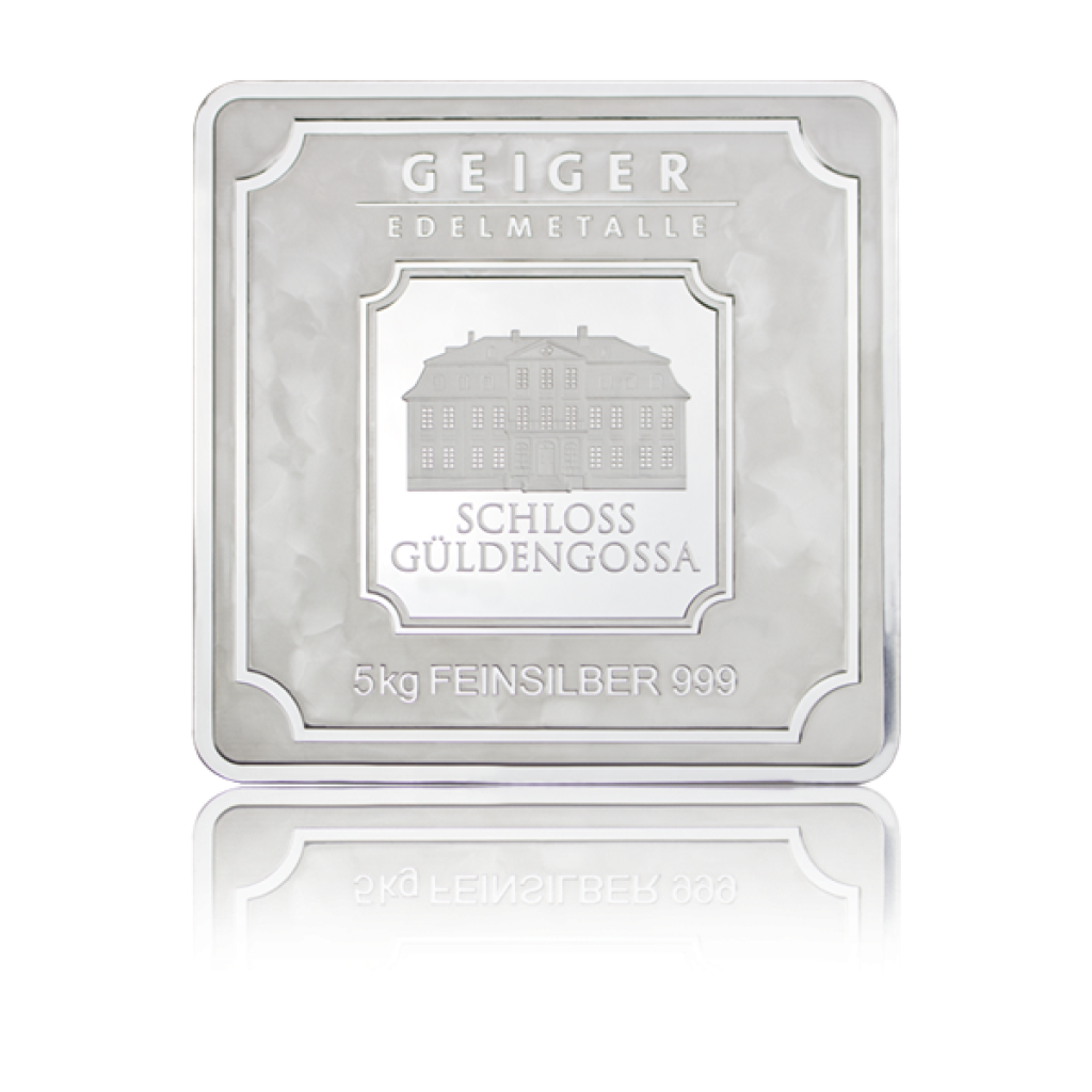 Stříbrný slitek Geiger original 5000 g .999 - první strana