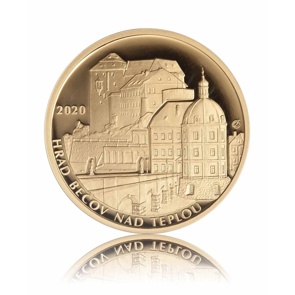 Zlatá investiční mince 5000 Kč Bečov nad Teplou 2020 15,55 g - první strana