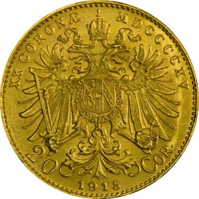 Zlatá mince 20 Korun Rakousko novoražba 6,09 g - první strana