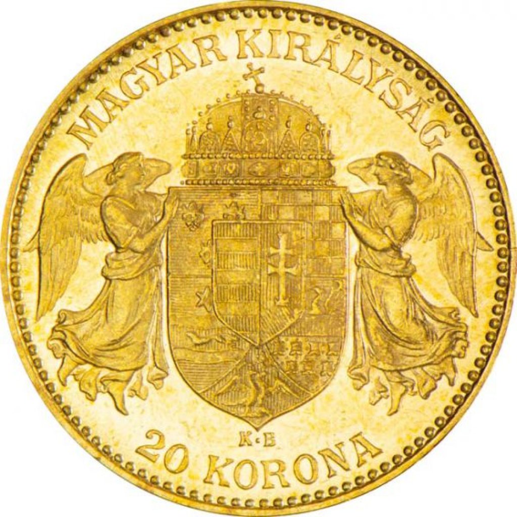 Zlatá investiční mince 20 Korun Maďarsko 6,09 g - první strana