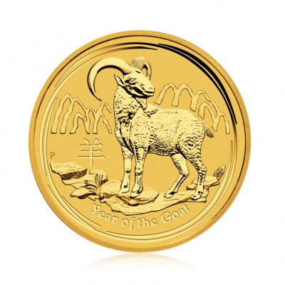 Zlatá investiční mince Australský lunární rok 2015 Koza 1,55 g (1/20 Oz) - první strana
