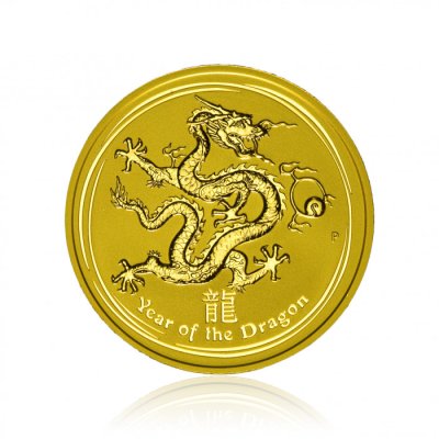 Zlatá investiční mince Australský lunární rok 2012 Drak 62,21 g (2 Oz ) - první strana