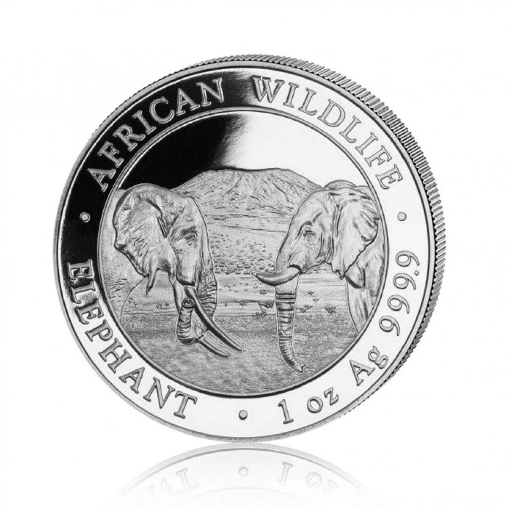 Stříbrná investiční mince Africká divočina Somálský slon 2020 (1 Oz) - první strana