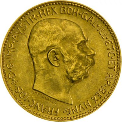 Zlatá mince 20 Korun Rakousko novoražba 6,09 gramu – druhá strana