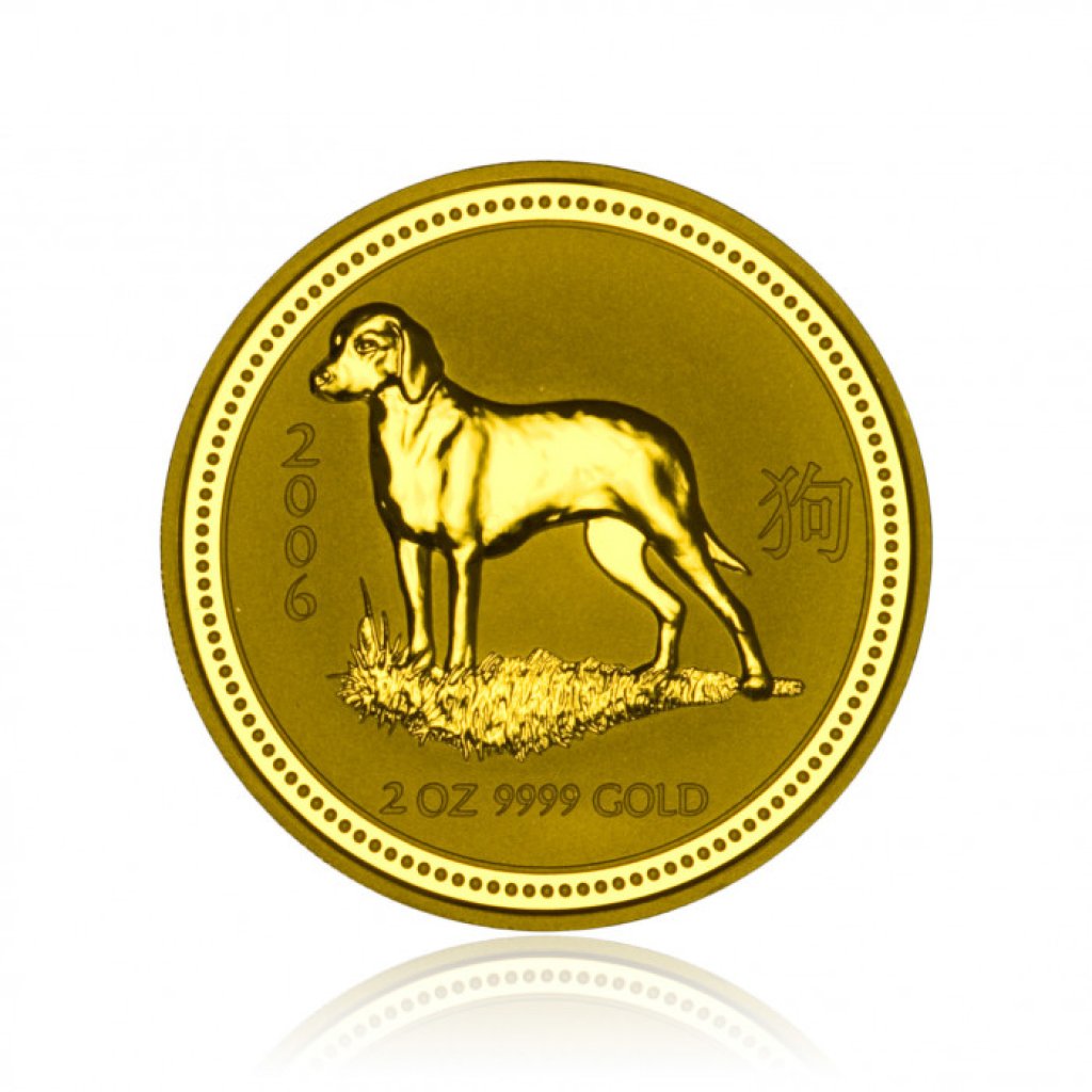 Zlatá investiční mince Australská Lunární Série I. 2006 Pes 62,2 g - 1. strana