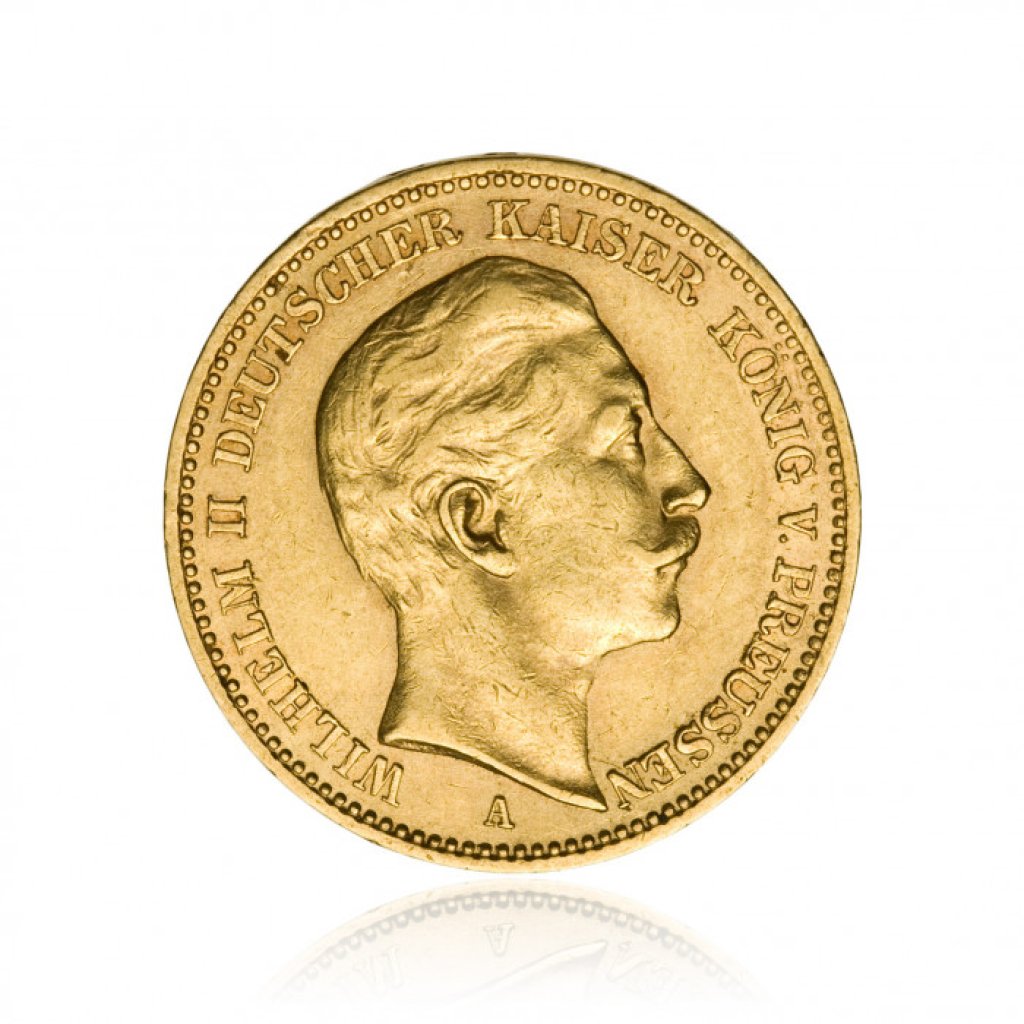 Zlatá mince Vilém II. Pruský 20 Mark 7,16 g - 2. strana