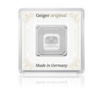 Stříbrný investiční slitek GEIGER Originál 10 g - 1. strana
