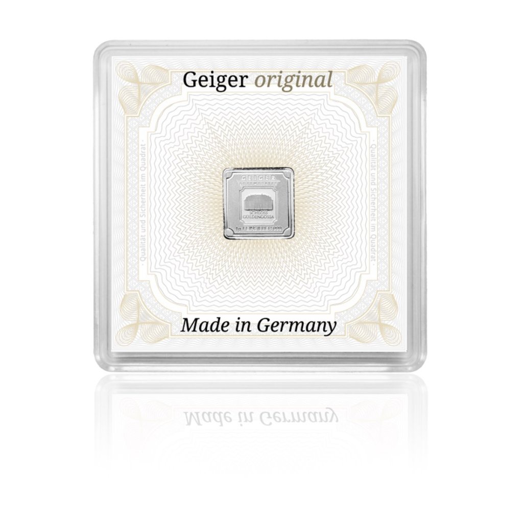 Stříbrný investiční slitek GEIGER Originál 1 g - 1. strana