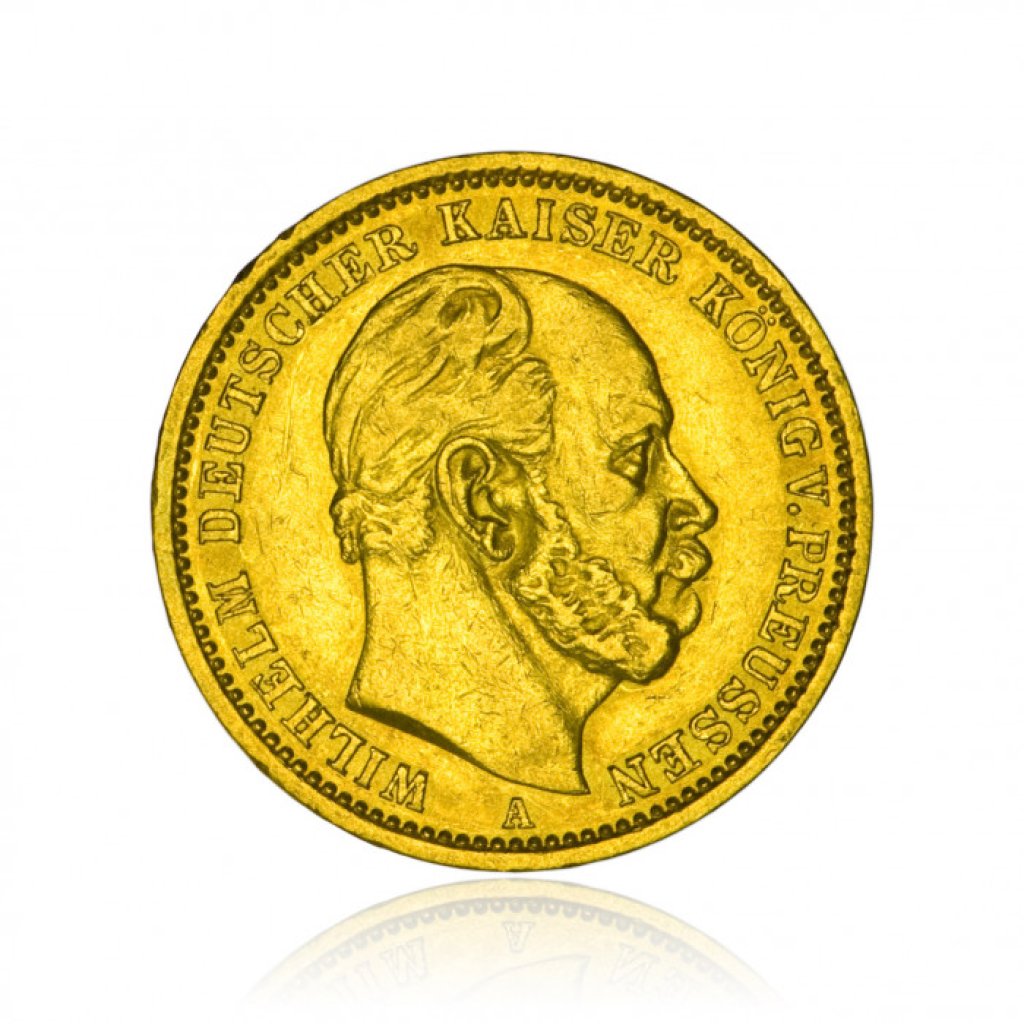 Zlatá mince Wilhelm I. von Preussen 20 Mark 7,16 g - první strana