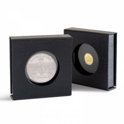 Etuje AIRBOX s průhledem černý karton pro 1 čtvercovou mincovní kapsli 50 x 50 mm - obrázek 1
