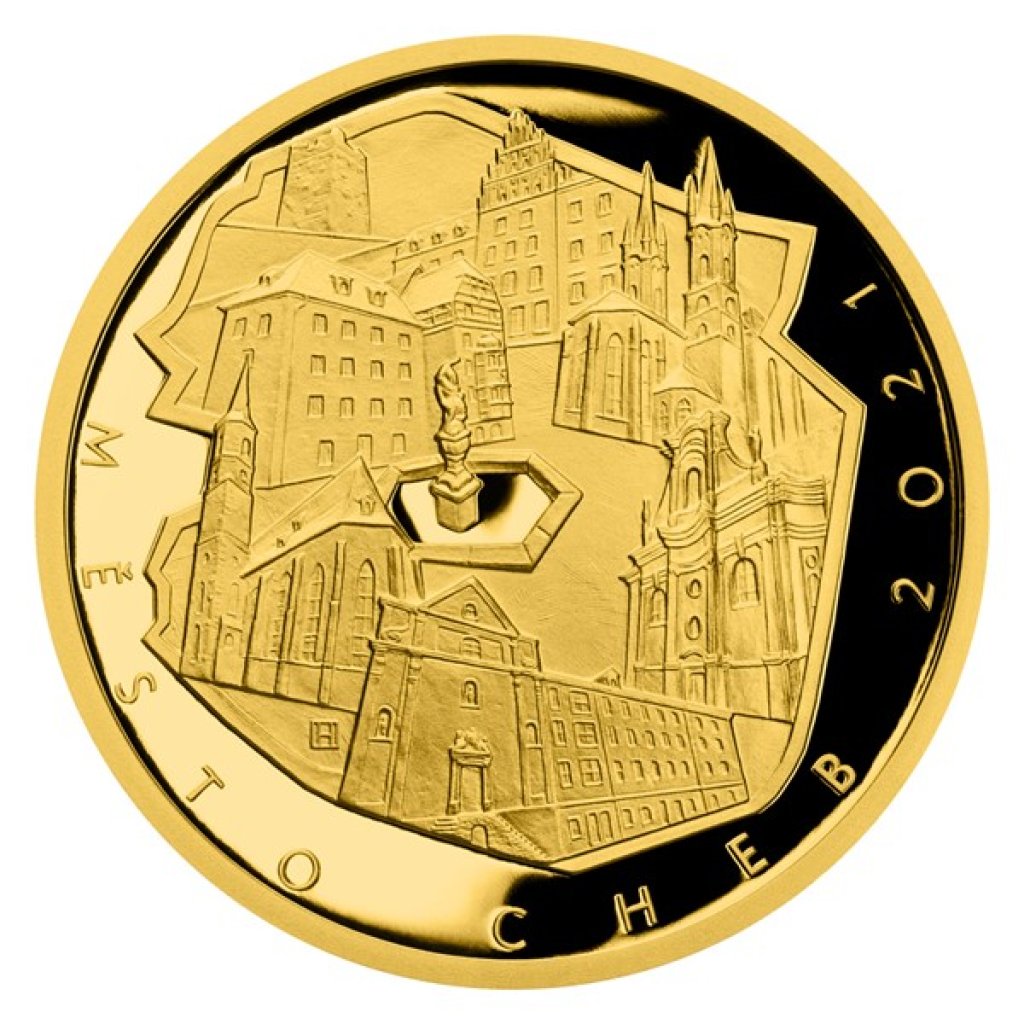 Zlatá mince 5000 Kč Městská památková rezervace Cheb 2021 PROOF 15,55 g - obrázek 1