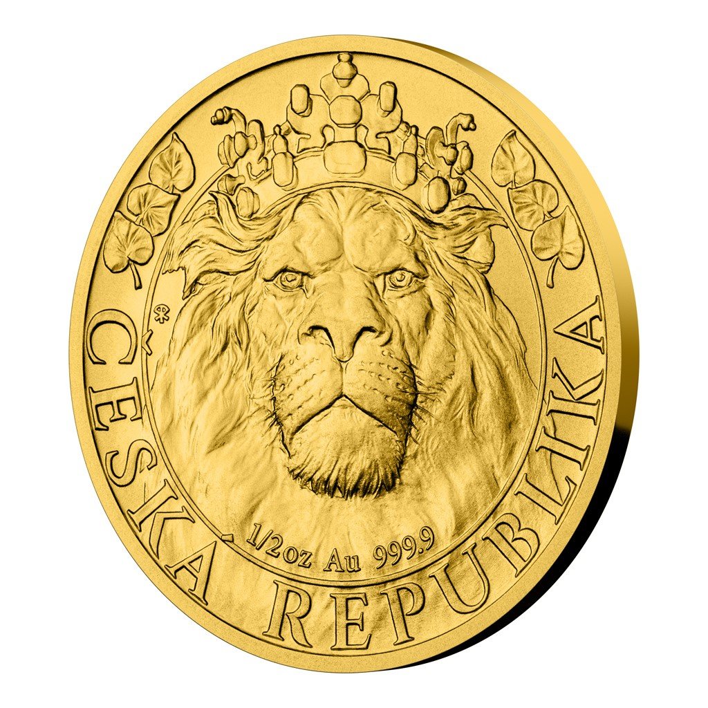Zlatá 1/2oz investiční mince Český lev 2022 stand 15,55 g - obrázek 1