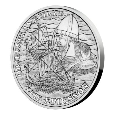 Stříbrná mince Objevení Ameriky - Leif Eriksson proof (3)