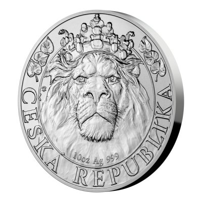 Stříbrná desetiuncová investiční mince Český lev 2022 stand - obrázek 1