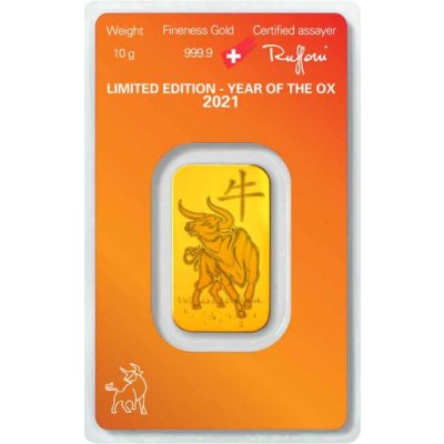 Zlatý investiční slitek Argor-Heraeus Year of The Ox (Rok Buvola) 2021 10 g - obrázek 2