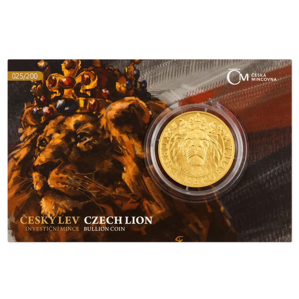 Zlatá uncová investiční mince Český lev 2022 stand číslovaný 31,1 g - obrázek 1