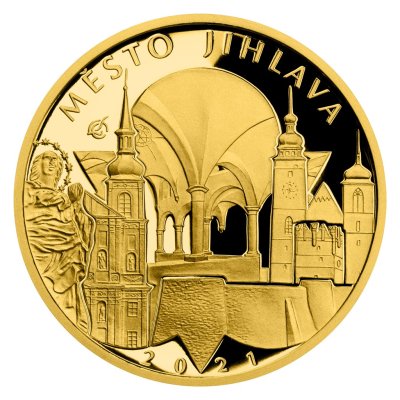 Zlatá mince 5000 Kč Městská památková rezervace Jihlava 2021 PROOF 15,55 g - obrázek 1