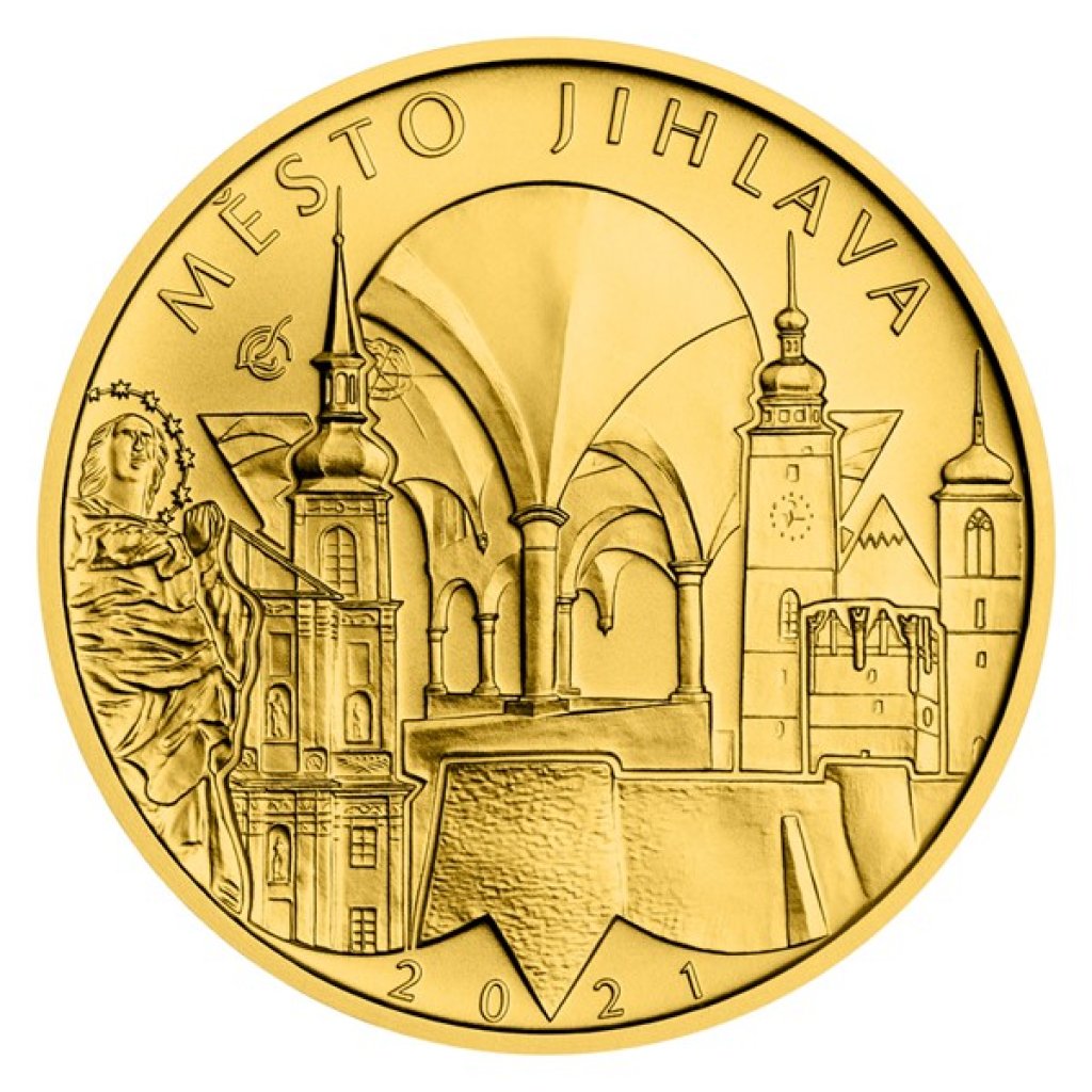 Zlatá mince 5000 Kč Městská památková rezervace Jihlava 2021 STANDARD 15,55 g - obrázek 1