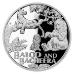 Stříbrná mince Kniha džunglí - Medvěd Balú a černý panter Baghíra proof 31,1 g - obrázek 2
