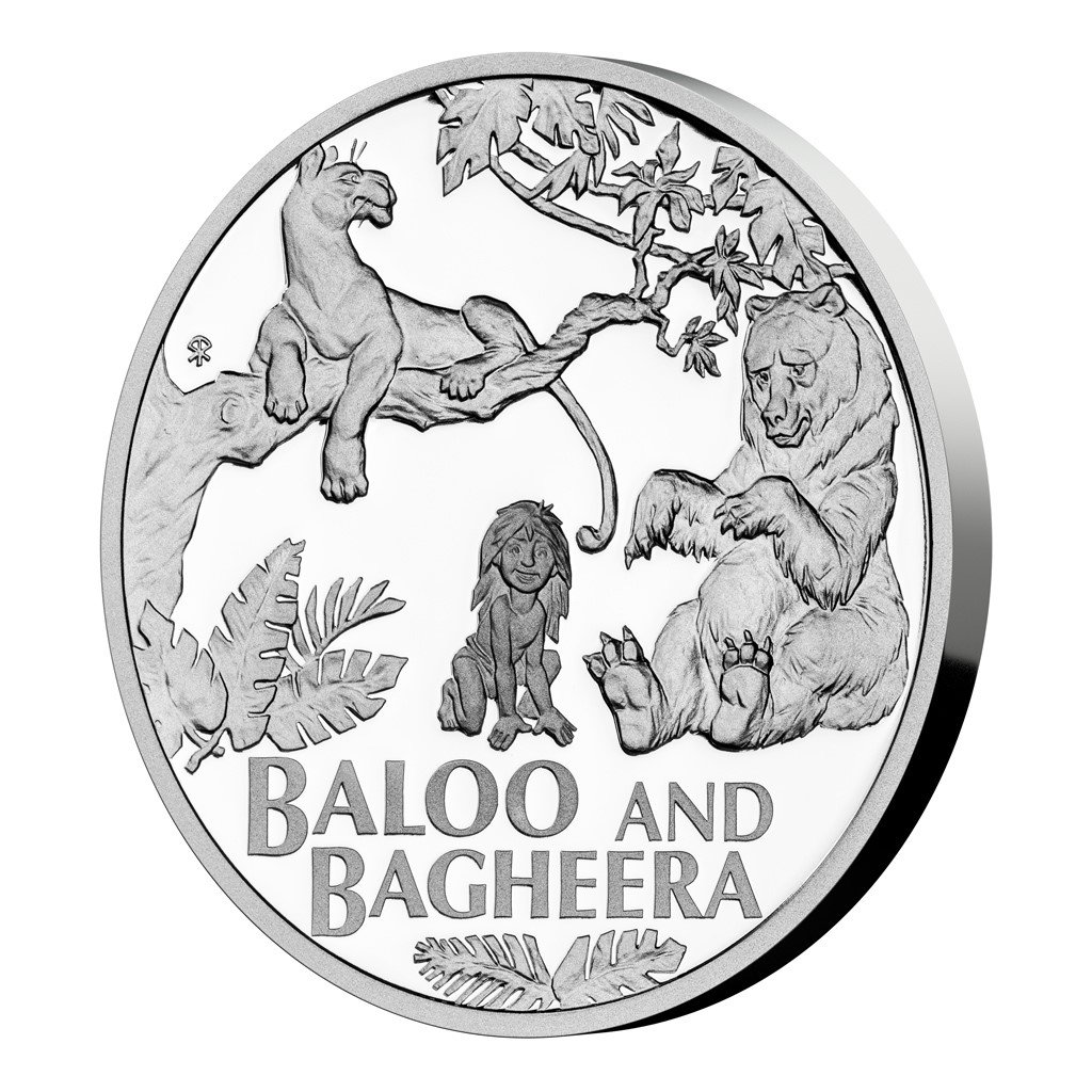 Stříbrná mince Kniha džunglí - Medvěd Balú a černý panter Baghíra proof 31,1 g - obrázek 1