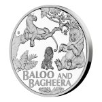 Stříbrná mince Kniha džunglí - Medvěd Balú a černý panter Baghíra proof 31,1 g (1 Oz)
