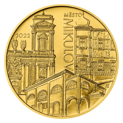 Zlatá mince 5000 Kč Městská památková rezervace Mikulov 2022 STANDARD 15,55 g - obrázek 1