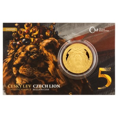 Zlatá uncová investiční mince Český lev 2022 proof číslovaný VÝROČÍ (1)