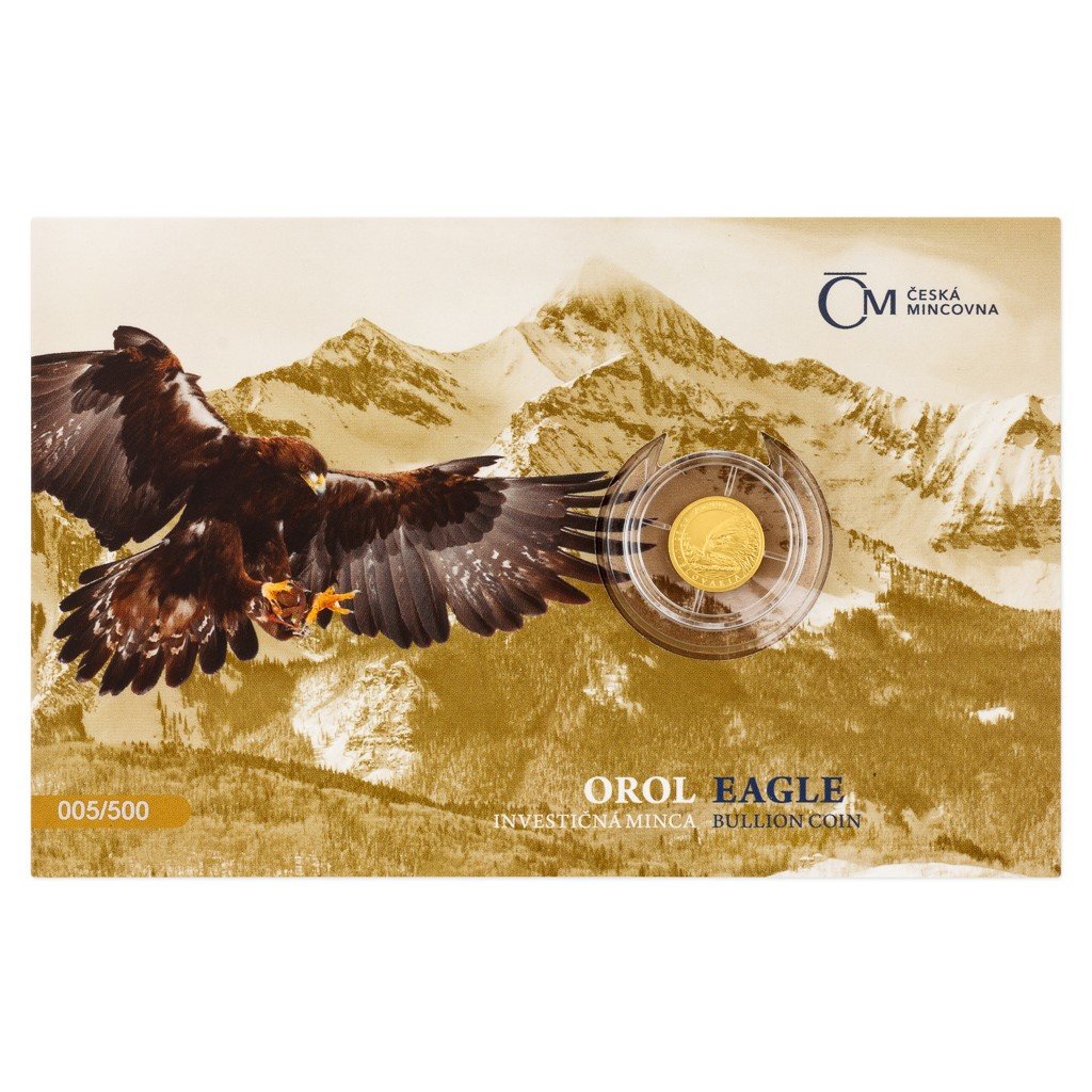 Zlatá 1/25oz investiční mince Orel 2022 stand číslovaný (1)