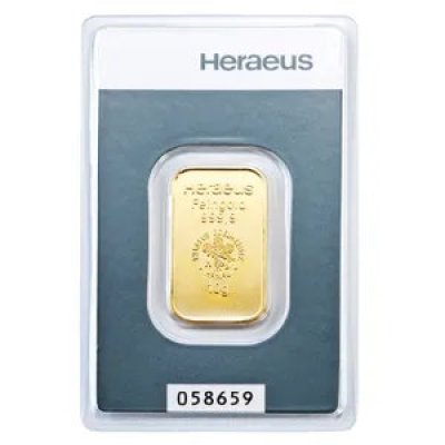 Zlatý investiční slitek Heraeus 10 g přední strana - obrázek