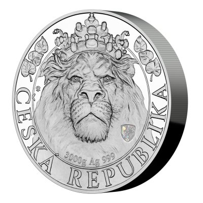 Stříbrná tříkilogramová investiční mince Český lev s hologramem 2022 proof - obrázek 1