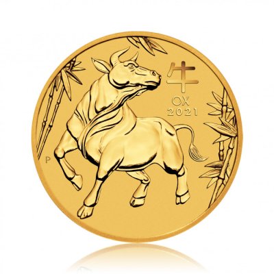 Zlatá investiční mince Australská Lunární Série III. 2021 Buvol 1,55 g - obrázek 1