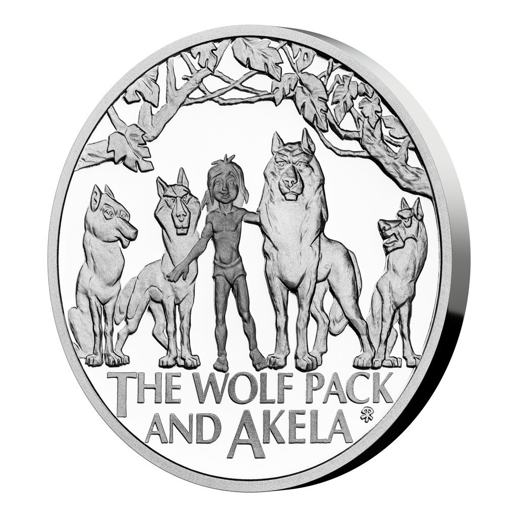 Stříbrná mince Kniha džunglí - Vlčí smečka s Akélou proof 31,1 g – obrázek 1
