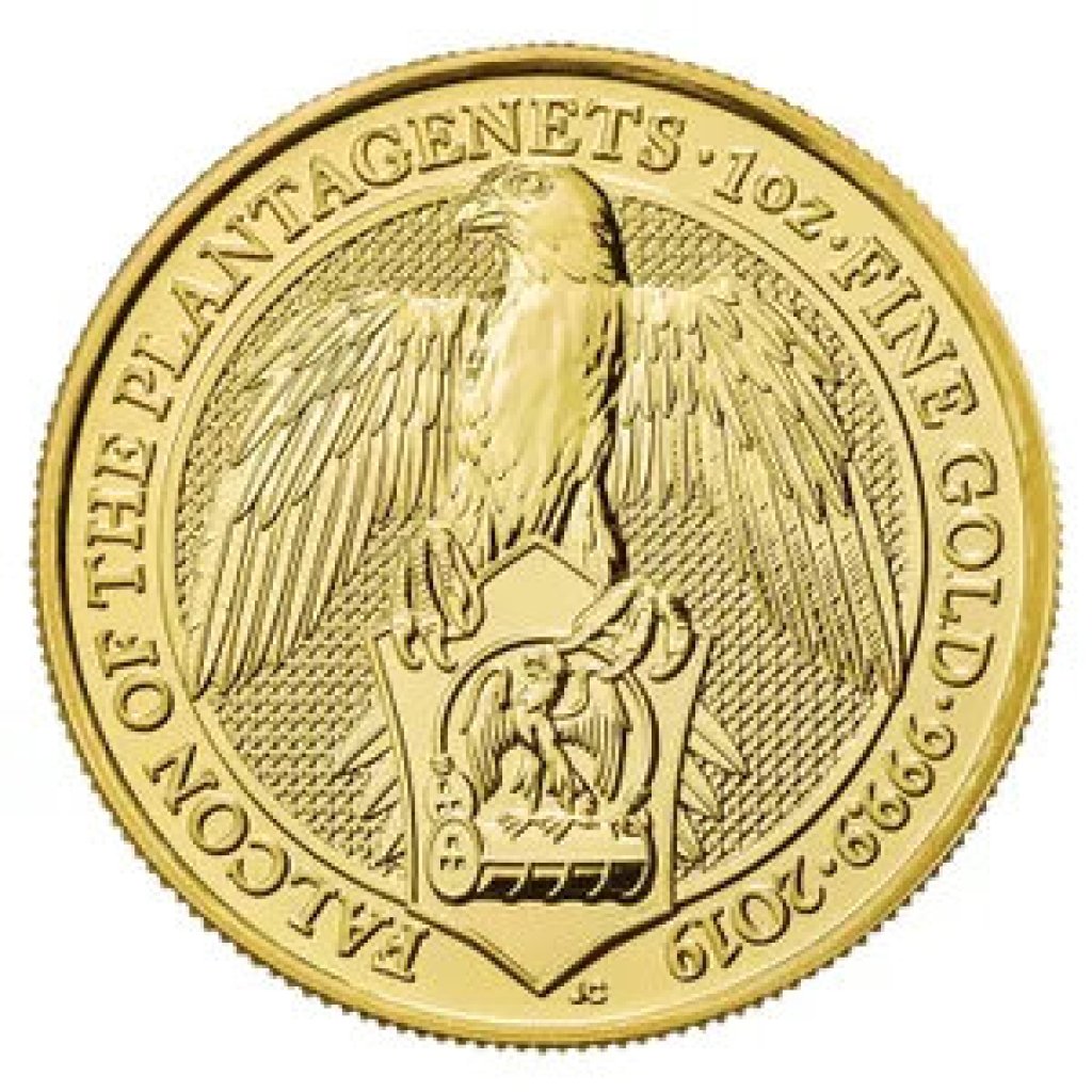 Zlatá investiční mince The Queen's Beast 2019 Falcon 31,1 g - obrázek 1