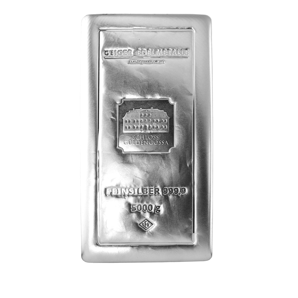 Stříbrný investiční slitek Geiger original 5000 g .9999 odlévaný – obrázek 1
