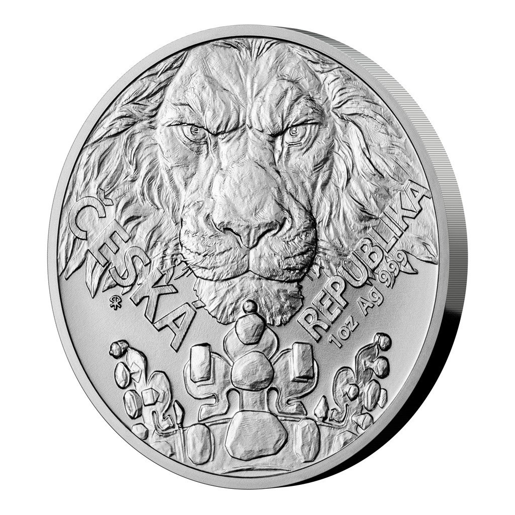 Stříbrná uncová investiční mince Český lev 2023 stand 31,1 g - obrázek 1