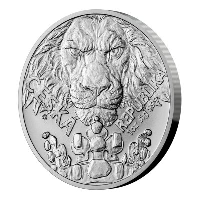 Stříbrná uncová investiční mince Český lev 2023 stand 31,1 g - obrázek 1