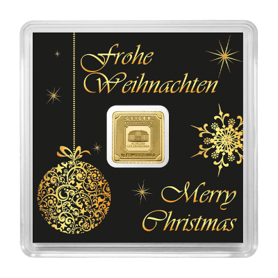 Zlatý slitek GEIGER originál 1 gram ve čtvercové kapsli vánoční edice - obrázek 1
